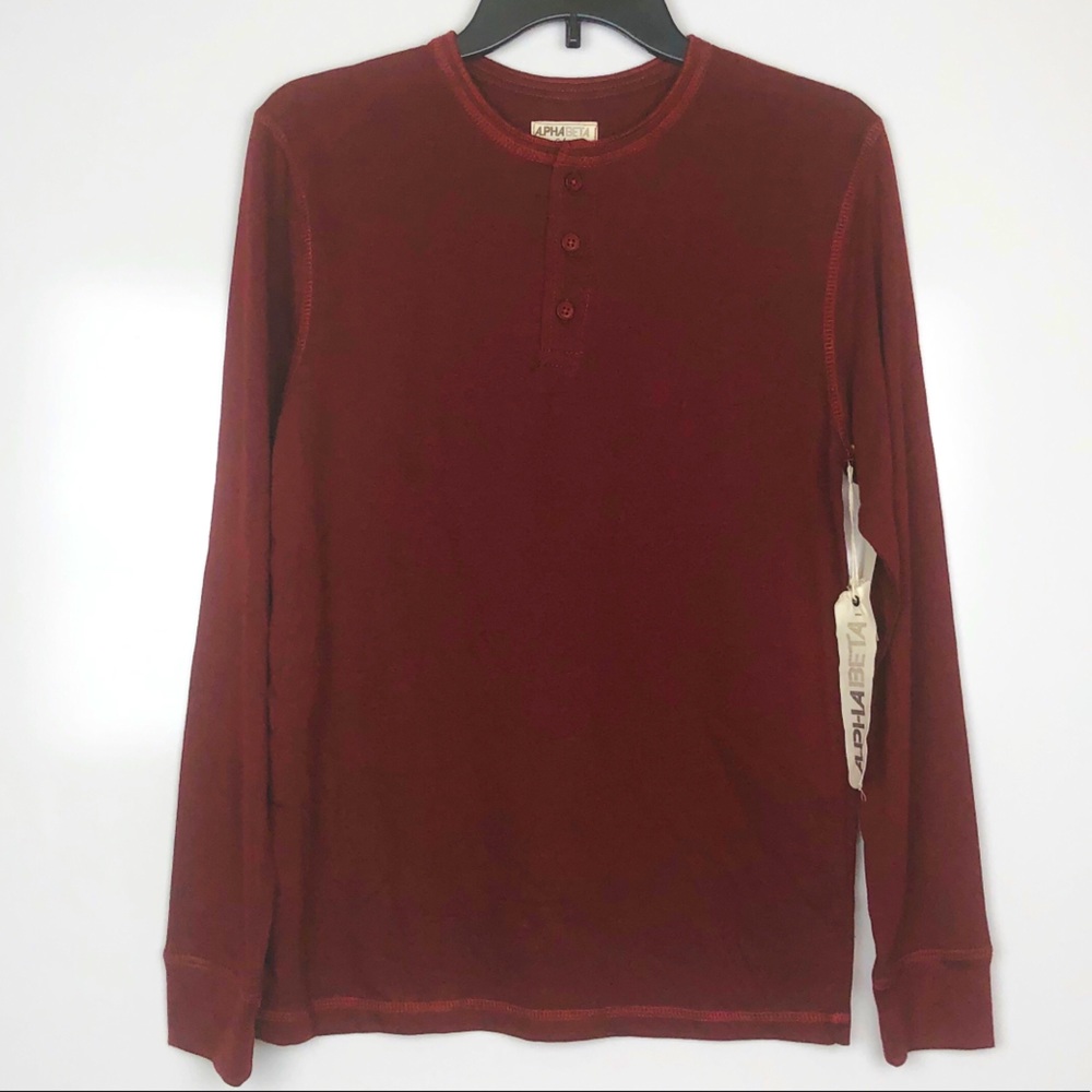 ALPHABETA HEATHERED  MAROON LONG SLEEVE TSHIRT